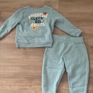 Baby Boy Adventure Awaits Kids Sweatshirt and Pants Set - Blue Green